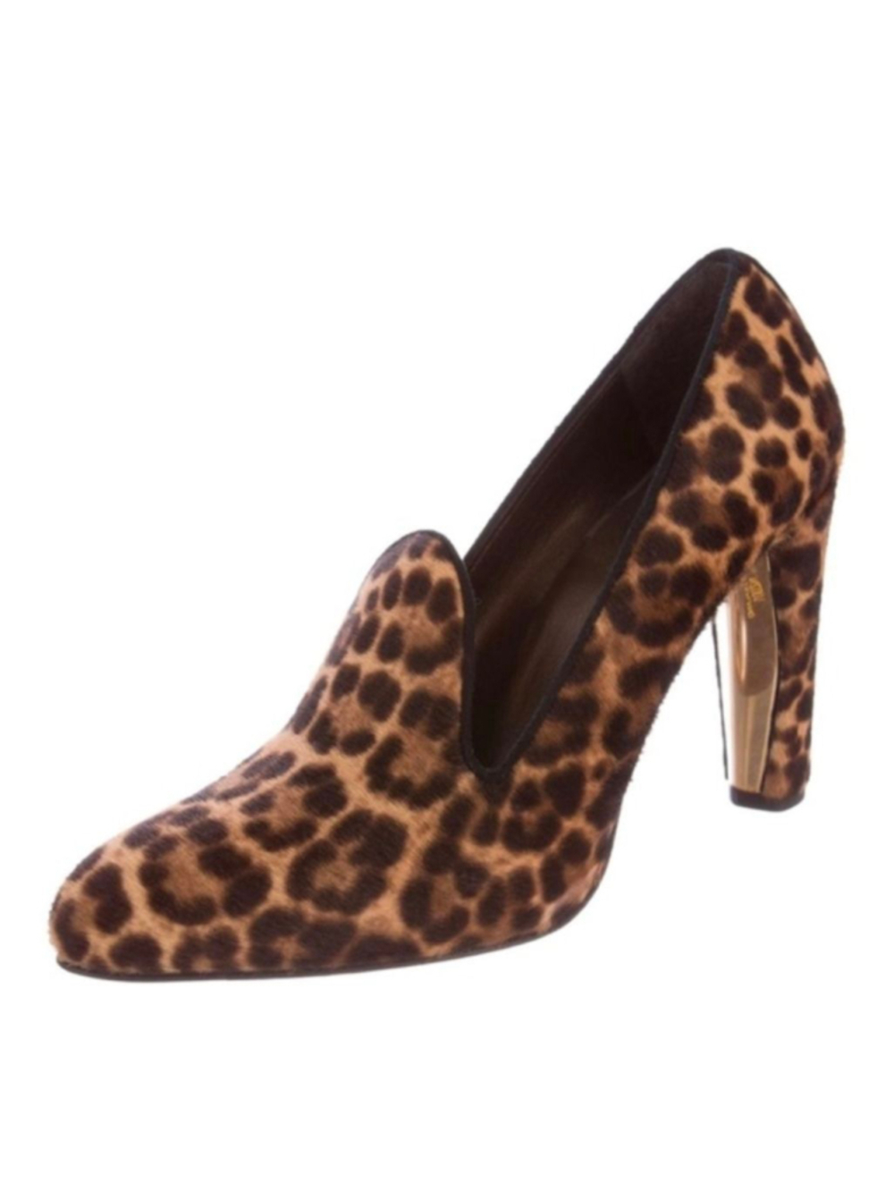 Women's Stuart Weitzman Leopard Print Calf Hair Heels 8.5 Brown/Black